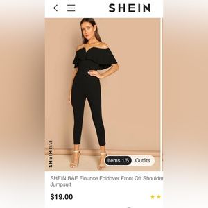 Shein - off the shoulder black jumpsuit